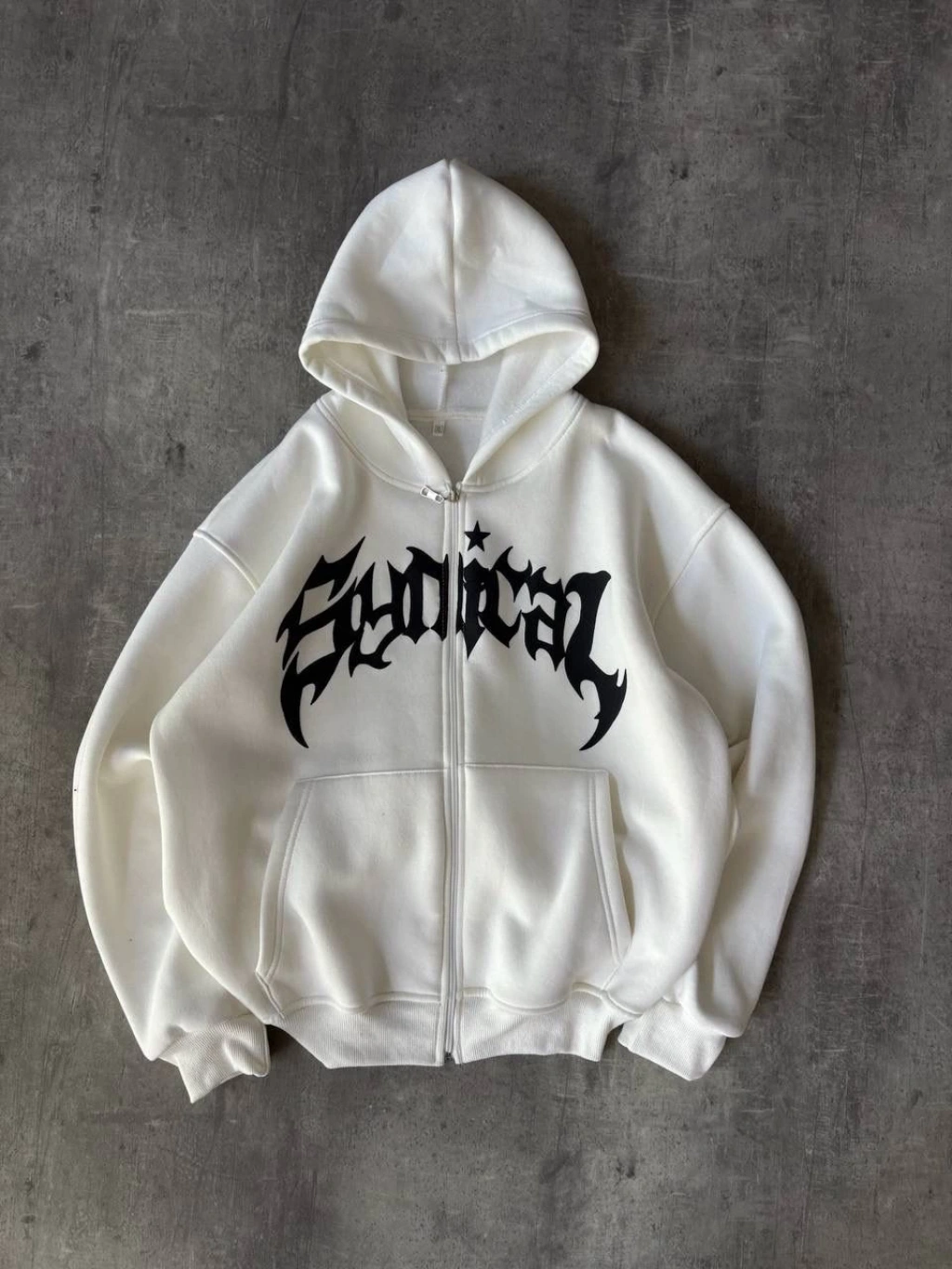 Taşlı Şardonlu Unisex Hırka-Beyaz