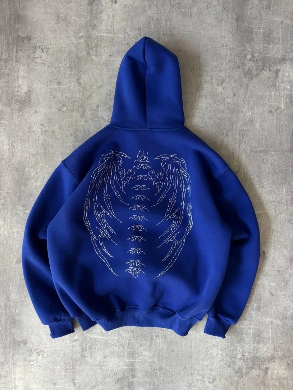 Taşlı Şardonlu Unisex Hırka-Mavi