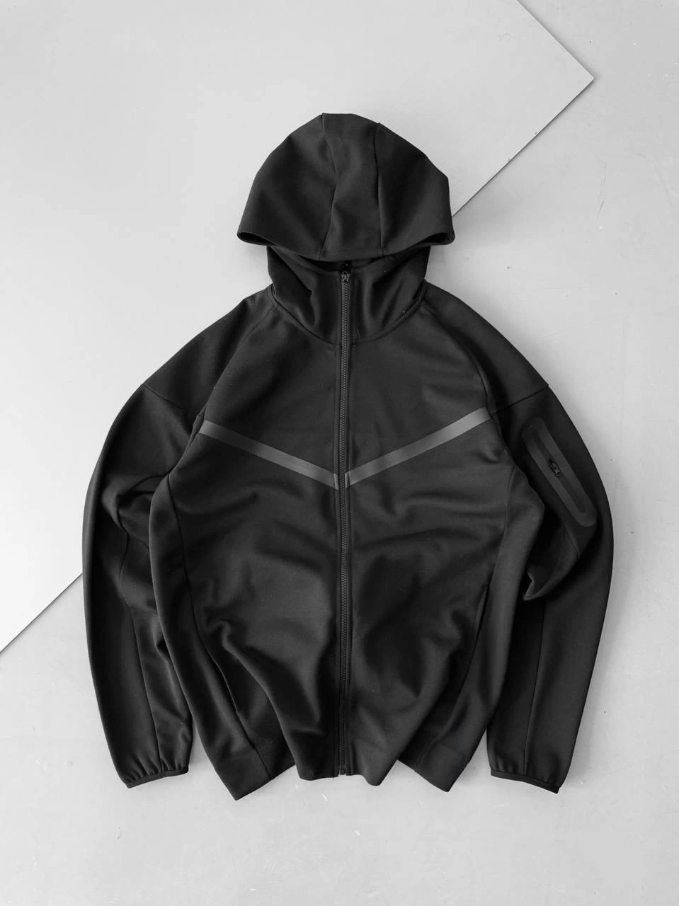 Tech Kapüşonlu Unisex Hırka-Siyah