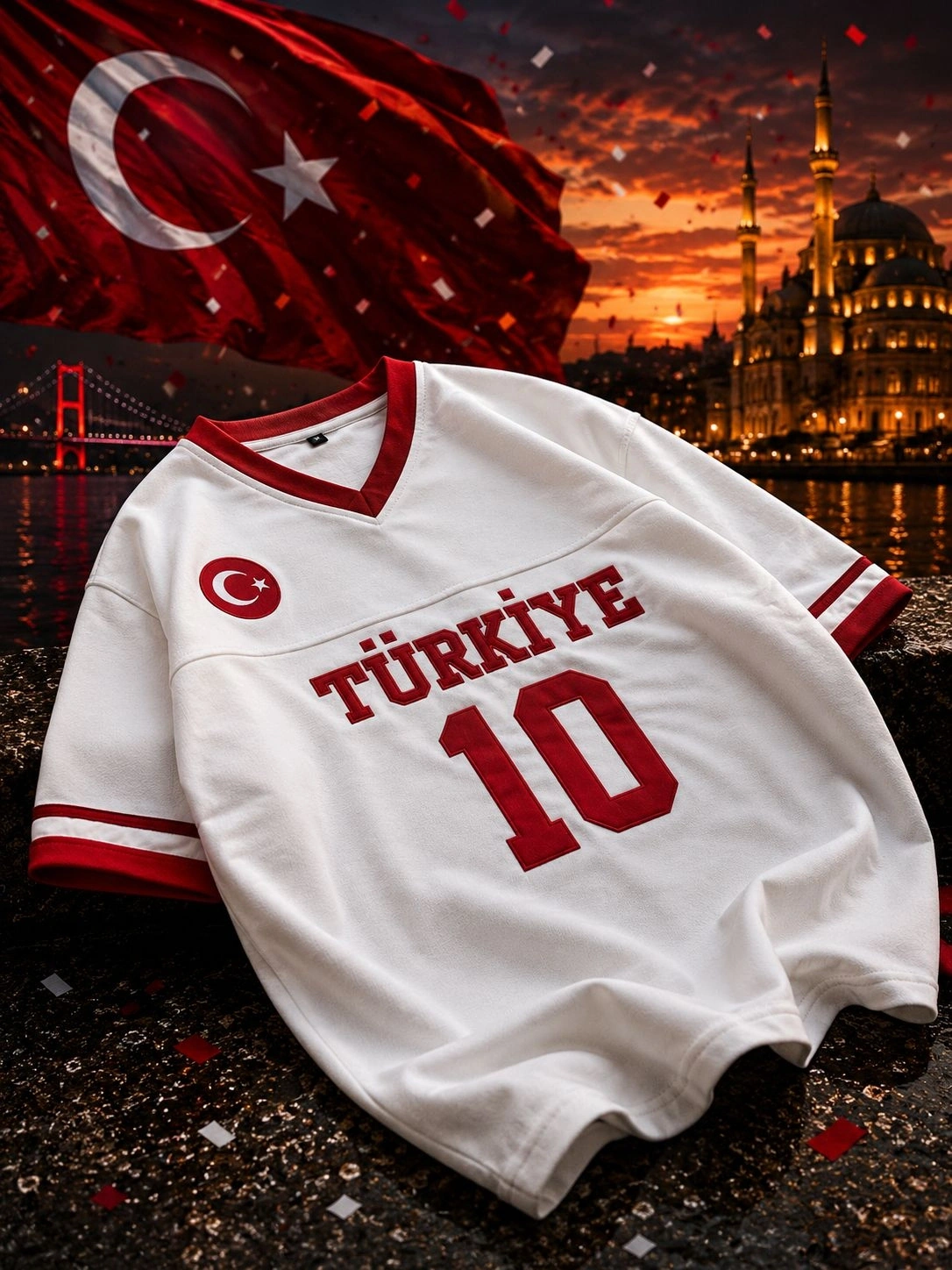 TR 10 Unisex Oversize Tshirt-Beyaz