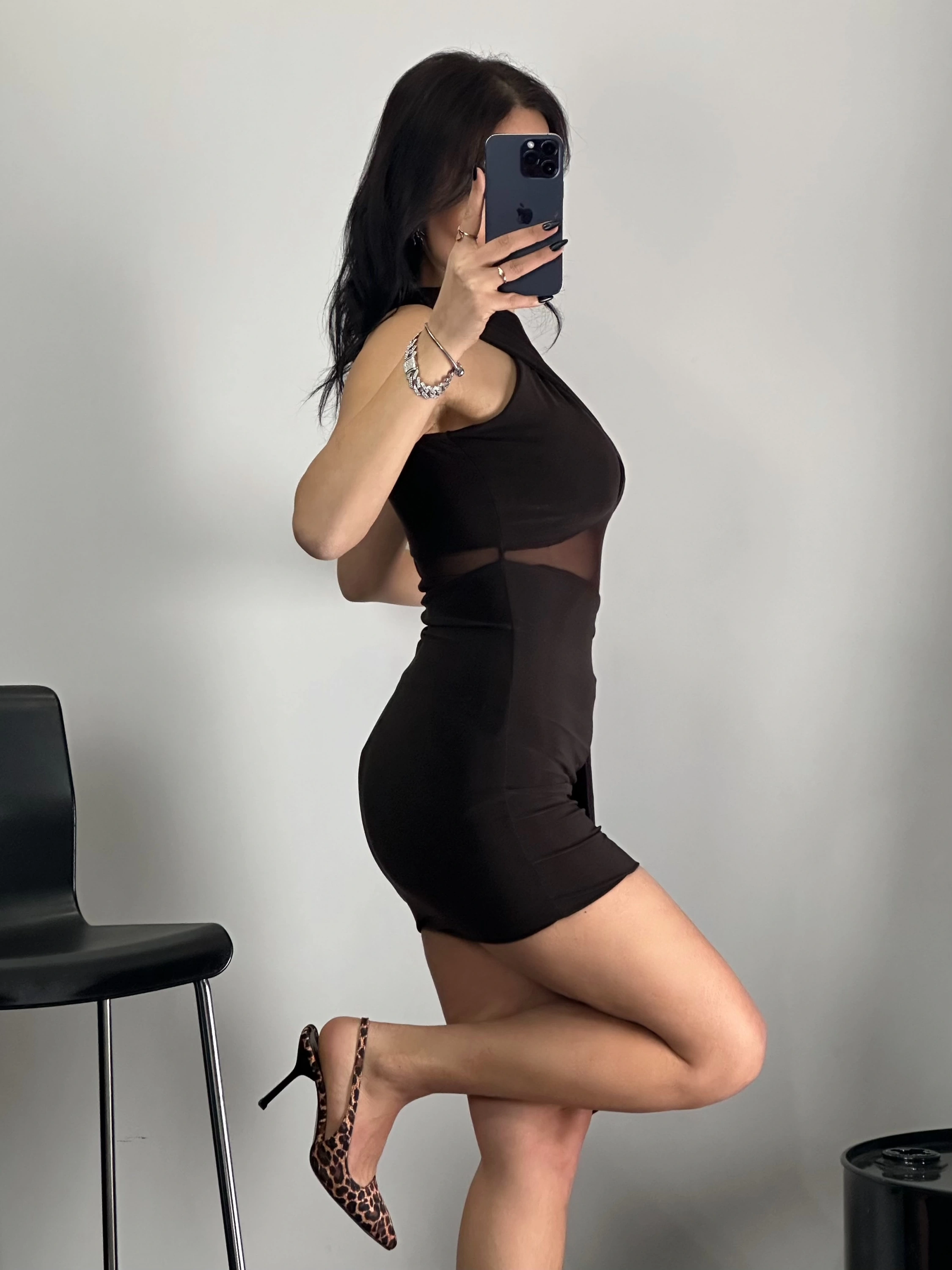 Tül Detay Mini Elbise