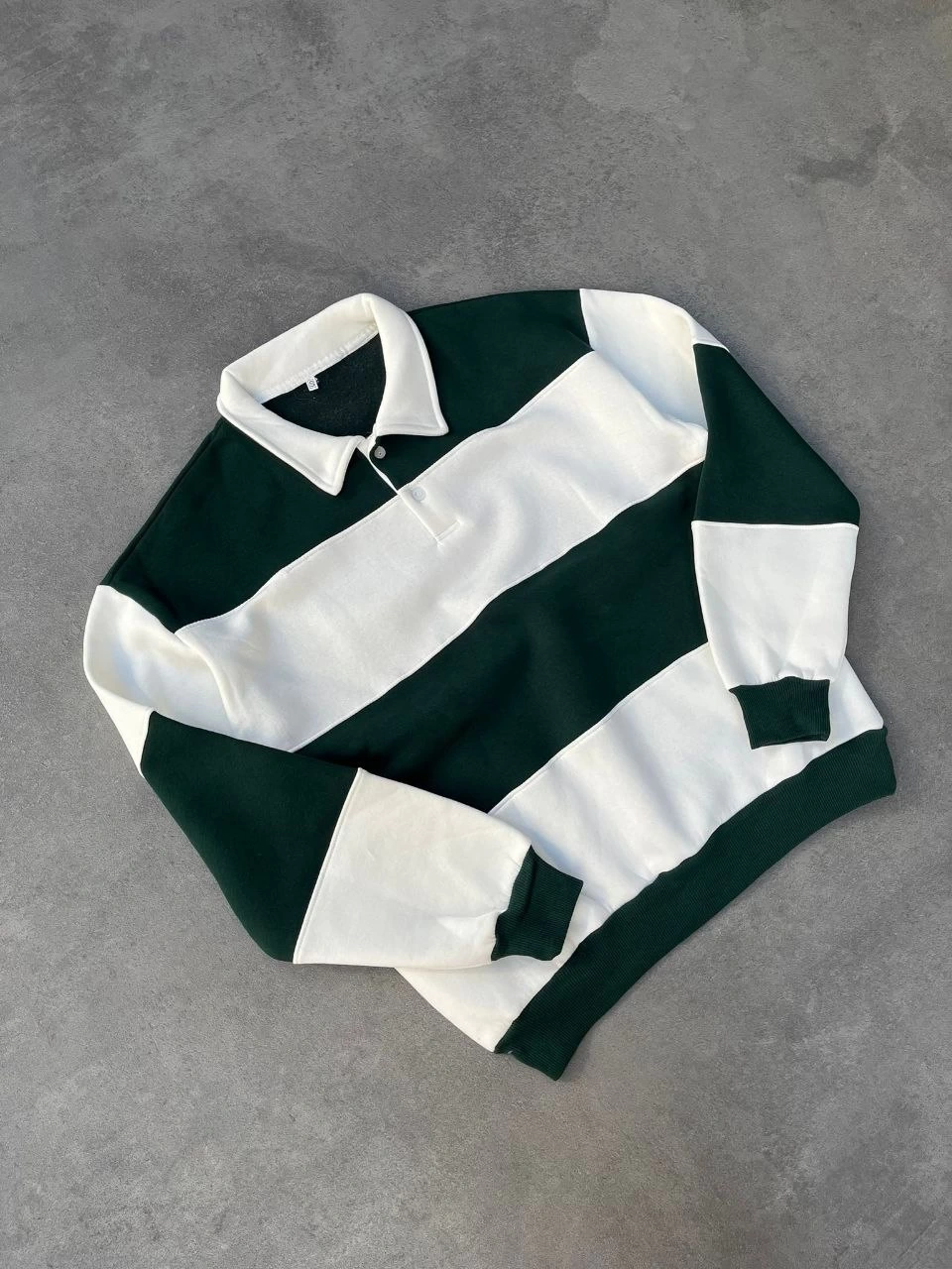 V Polo Yaka Şardonlu Unisex Sweatshirt