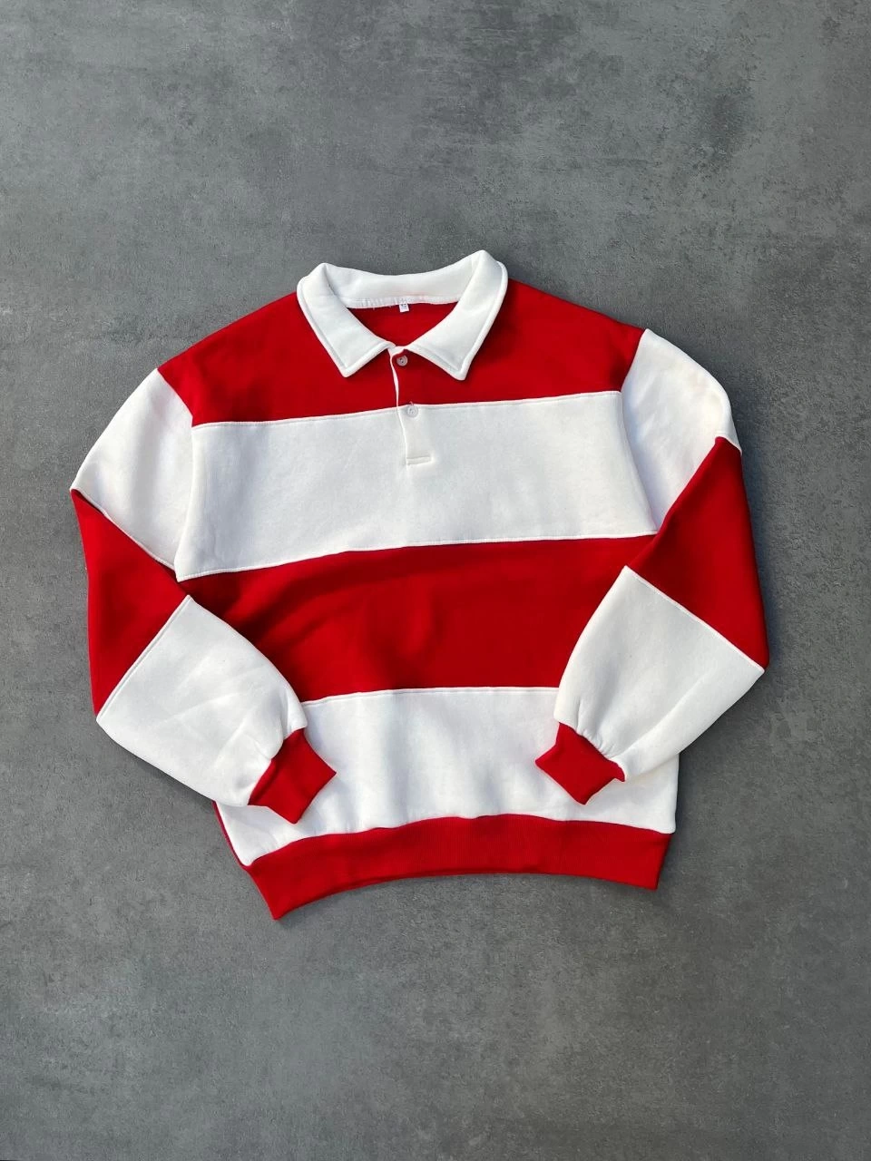 V Polo Yaka Şardonlu Unisex Sweatshirt