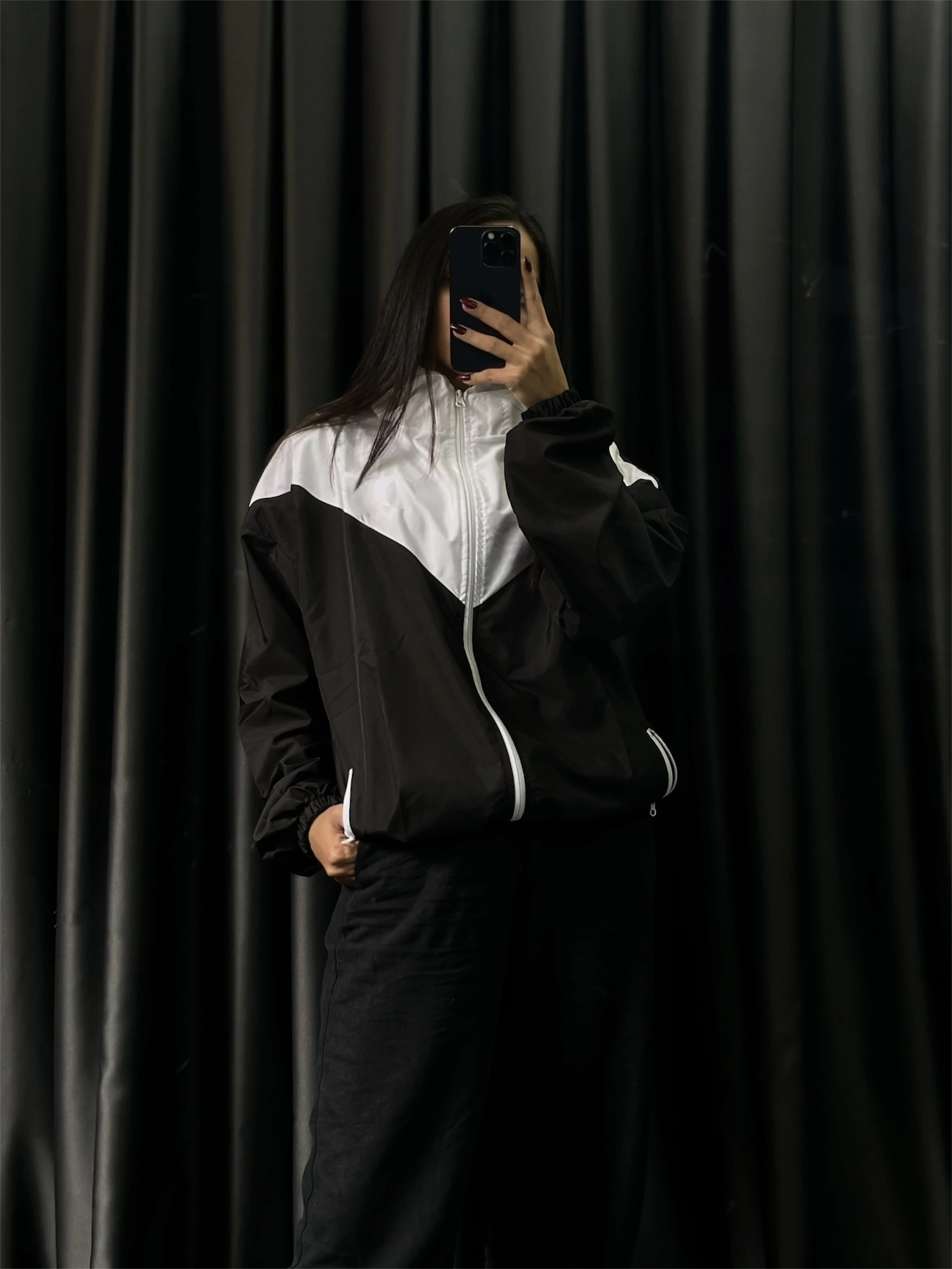 Wooyoung Kapüşonlu Oversize Paraşüt Ceket-Siyah
