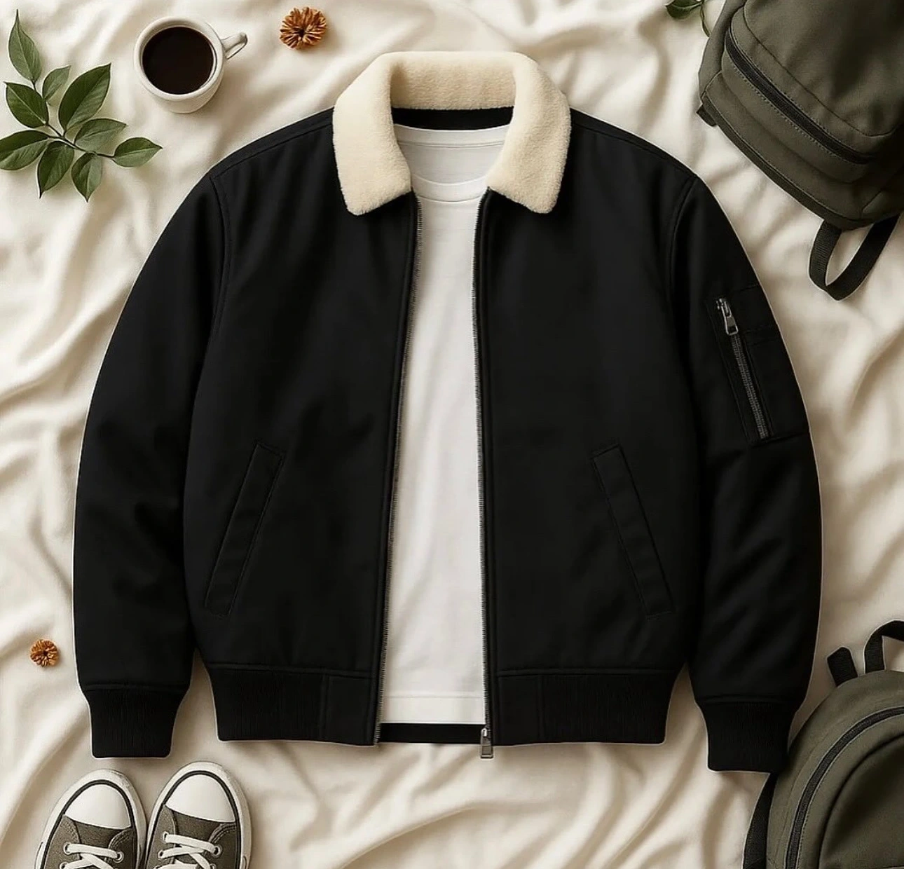 Yaka Kürk Detay Bomber Ceket