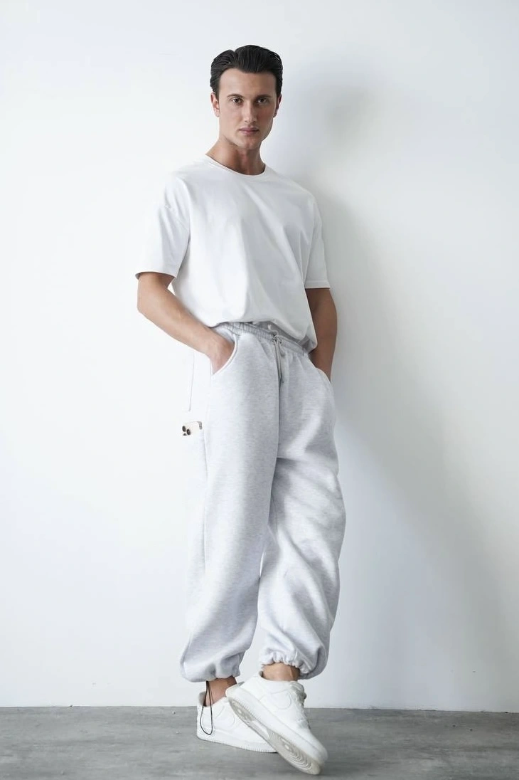 Yan Cep Detay Unisex Eşofman-Gri