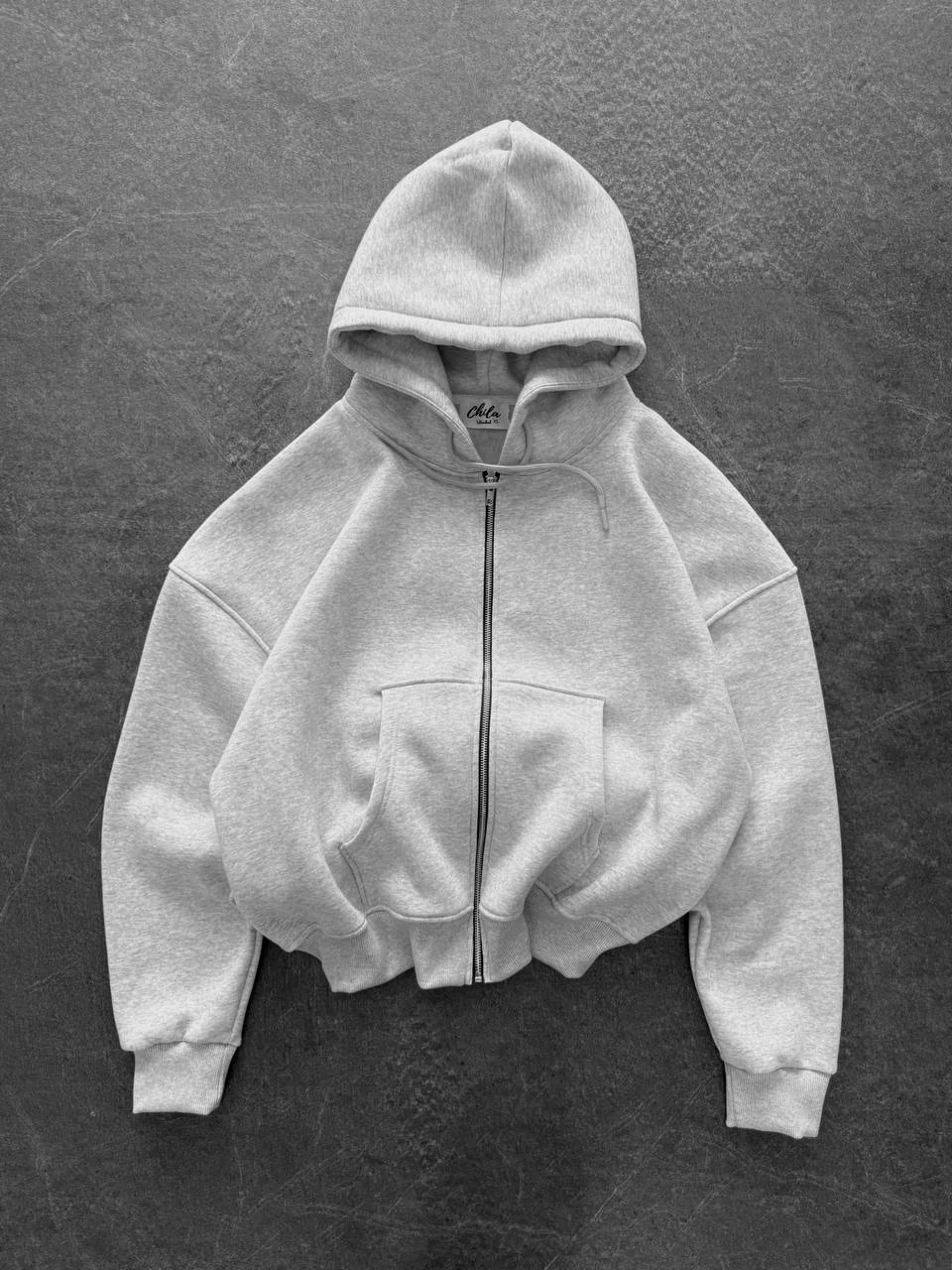 Yarasa Kalıp Şardonlu Unisex Hırka-Gri