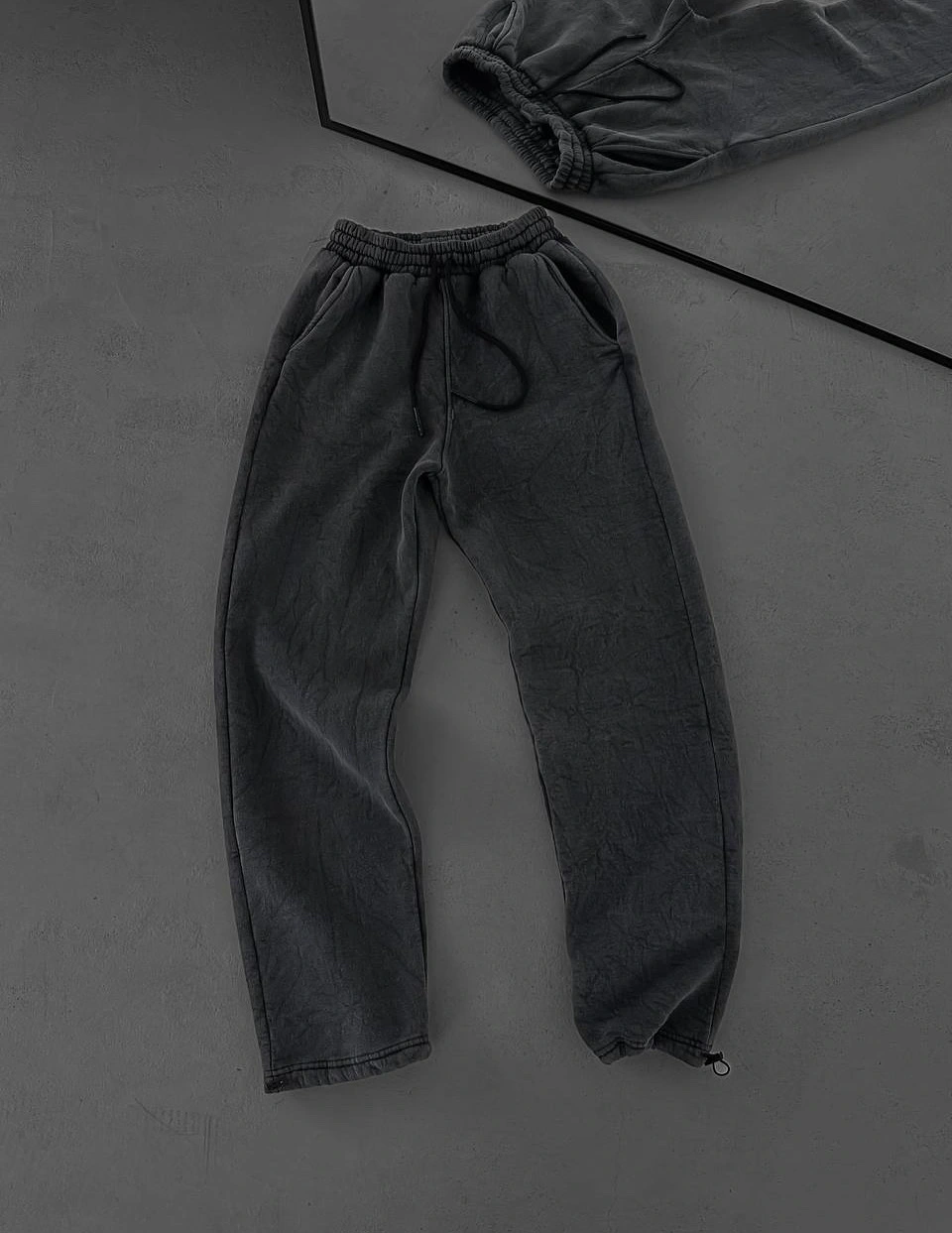 Yıkamalı Unisex Baggy Eşofman-Füme