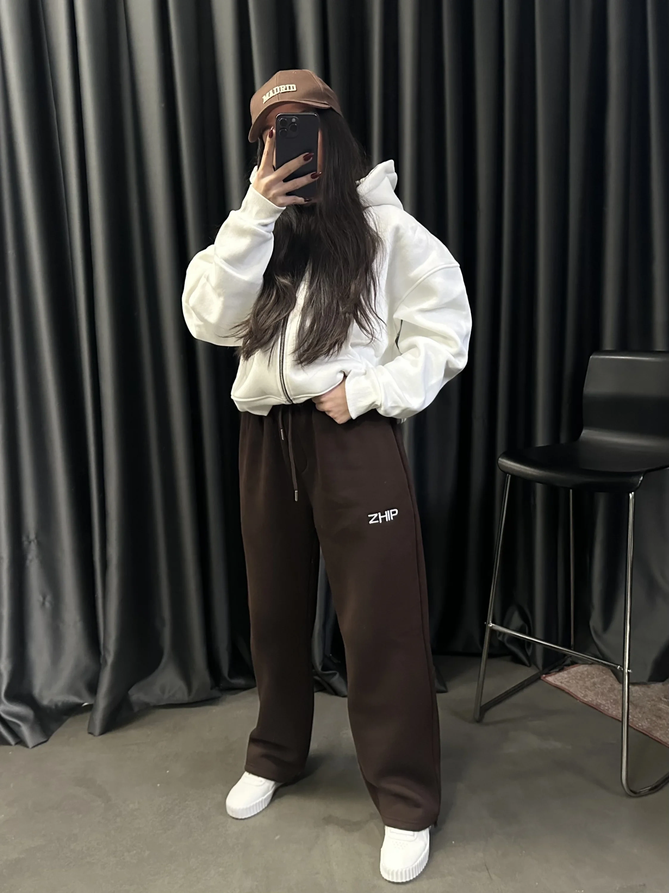 ZHIP Premium Şardonlu Unisex Eşofman-Kahverengi