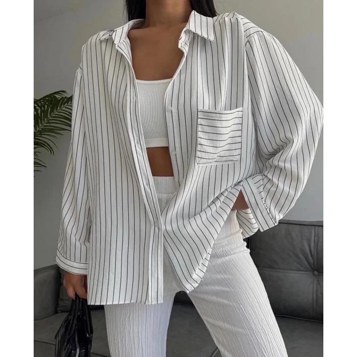 Çizgili oversize gömlek