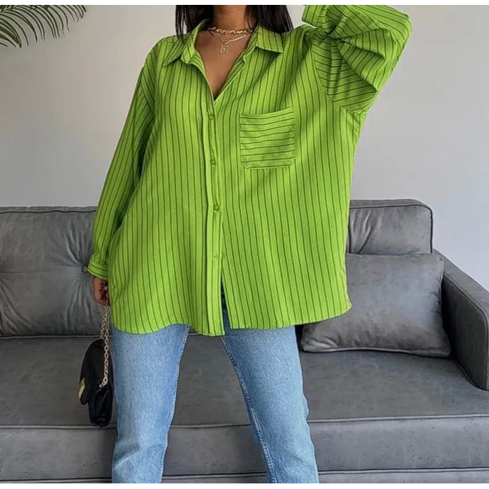 Çizgili oversize gömlek