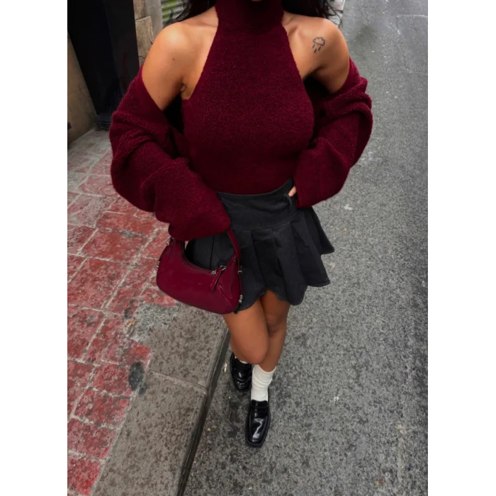 Velnet hırka bluz ikili takım