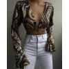 Desenli crop bluz