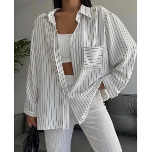 Çizgili oversize gömlek