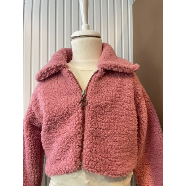 Kız Crop Peluş Ceket
