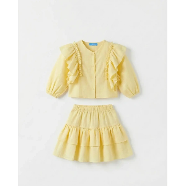 La’ciel Paris Dokuma Etekli Fırfıkkol Set