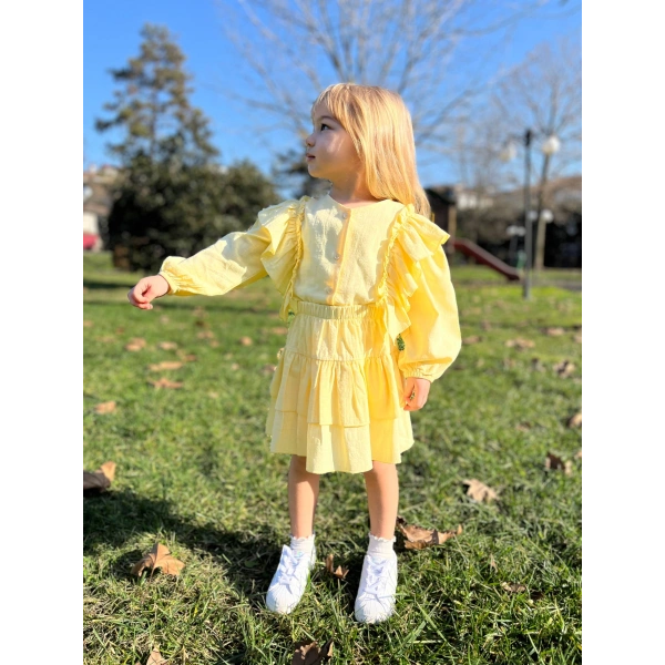 La’ciel Paris Dokuma Etekli Fırfıkkol Set