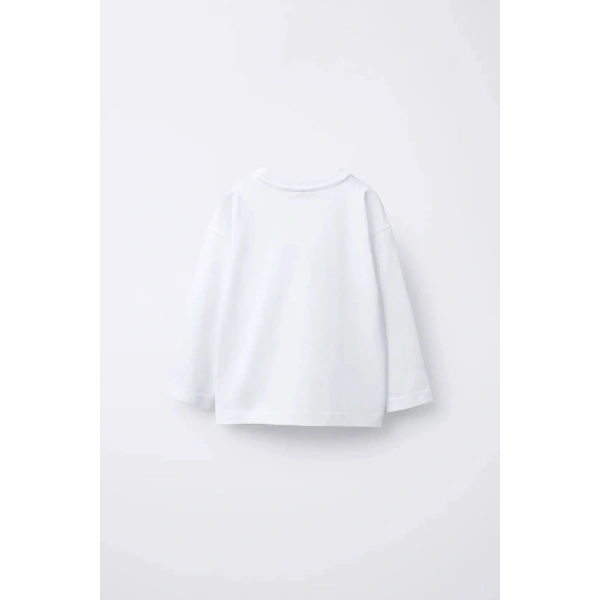 LACİEL PARİS Beyaz Uzun Kol Basic Tshirt