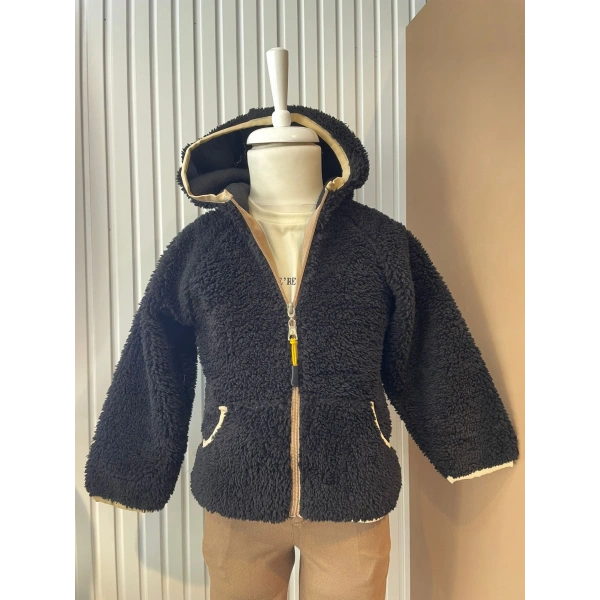 Erkek Peluş Kapşonlu Çeket