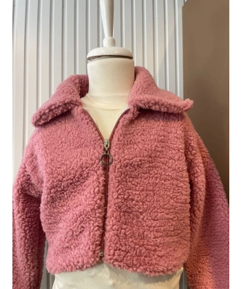 Kız Crop Peluş Ceket