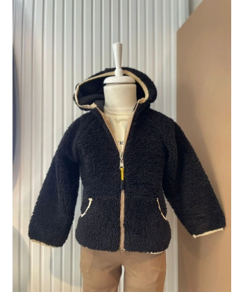 Erkek Peluş Kapşonlu Çeket