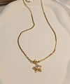 316 L Çelik Gold Yıldız Baget Zirkon Taşlı Özel Zincirli Kolye