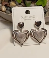 Xuping Jewelry Gümüş Kaplama Zirkon Taşlı Kalp Küpe (3 cm)