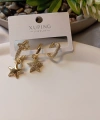 Xuping Gold Lüks Kaplama Üçlü Yıldız Kombin Küpe Seti - 1 cm