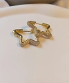 Xuping Gold Kaplama Zirkon Taşlı Yıldız Halka Küpe (1,5 cm)