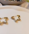 Xuping Gold Kaplama Zirkon Taşlı Yıldız Halka Küpe (1,5 cm)