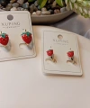 Euro Aksesuar Xuping Gold Çilek Figürlü Mine İşlemeli Çocuk ve Kadın Küpesi