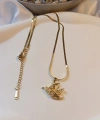 316L Çelik Ayarlanabilir Zincir Kolye, 45-50 cm, Gold Balık Sırtı Model, Kuş Figürü, Kadın Aksesuar, Zirkon Taşlı, Euro Aksesuar
