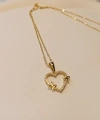 Xuping Jewelry 14 Ayar Gold Kaplama Kelebekli Kalp Kolye - 45 cm