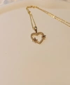 Xuping Jewelry 14 Ayar Gold Kaplama Kelebekli Kalp Kolye - 45 cm