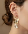 Xuping Jewelry 14 Ayar Altın Kaplama Kristal Damla Detaylı Kelebek Küpe (4 cm)