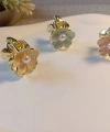 Euro Aksesuar 2li Set İnci Detaylı Mine İşlemeli Mini Çiçek Mandal Toka - 2 cm