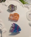 Euro Aksesuar Kedi ve Balık Figürlü 3lü Mini Mandal Toka Seti (2-3 cm)