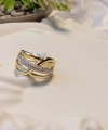 Xuping Jewelry 14K Altın Kaplama Tamtur ve Şekilli Kadın Yüzük - 8 Numara