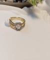 Xuping Jewelry Kadın Baget Kesim Zirkon Taşlı Zincir Detaylı Yüzük (8 Numara) 14 K Kaplama