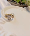 Xuping Jewelry Kadın Baget Kesim Zirkon Taşlı Zincir Detaylı Yüzük (8 Numara) 14 K Kaplama