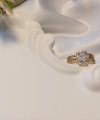 Xuping Jewelry Kadın Baget Kesim Zirkon Taşlı Zincir Detaylı Yüzük (8 Numara) 14 K Kaplama