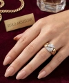 Xuping 14K Altın Kaplama S Kıvrımlı Zirkon Taşlı Kalın Yüzük (9 Numara)
