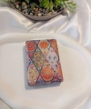 8x2 cm Etnik Mandala Desenli Taşlı Dikdörtgen Cep Aynası