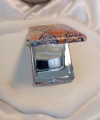 8x2 cm Etnik Mandala Desenli Taşlı Dikdörtgen Cep Aynası