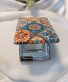 8x2 cm Çini Motifli Mavi Turuncu Taşlı Dikdörtgen Cep Aynası