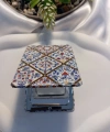 7x1 cm Klasik Çini Motifli Taşlı Dikdörtgen Cep Aynası
