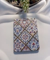 7x1 cm Klasik Çini Motifli Taşlı Dikdörtgen Cep Aynası