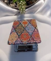 Etnik Mandala Desenli Işıltılı Katlanabilir Dikdörtgen Cep Aynası (7x1 cm)