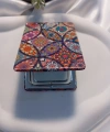 Etnik Mandala Desenli Işıltılı Dikdörtgen Cep Aynası (7x1 cm)