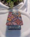 Etnik Mandala Desenli Işıltılı Dikdörtgen Cep Aynası (7x1 cm)
